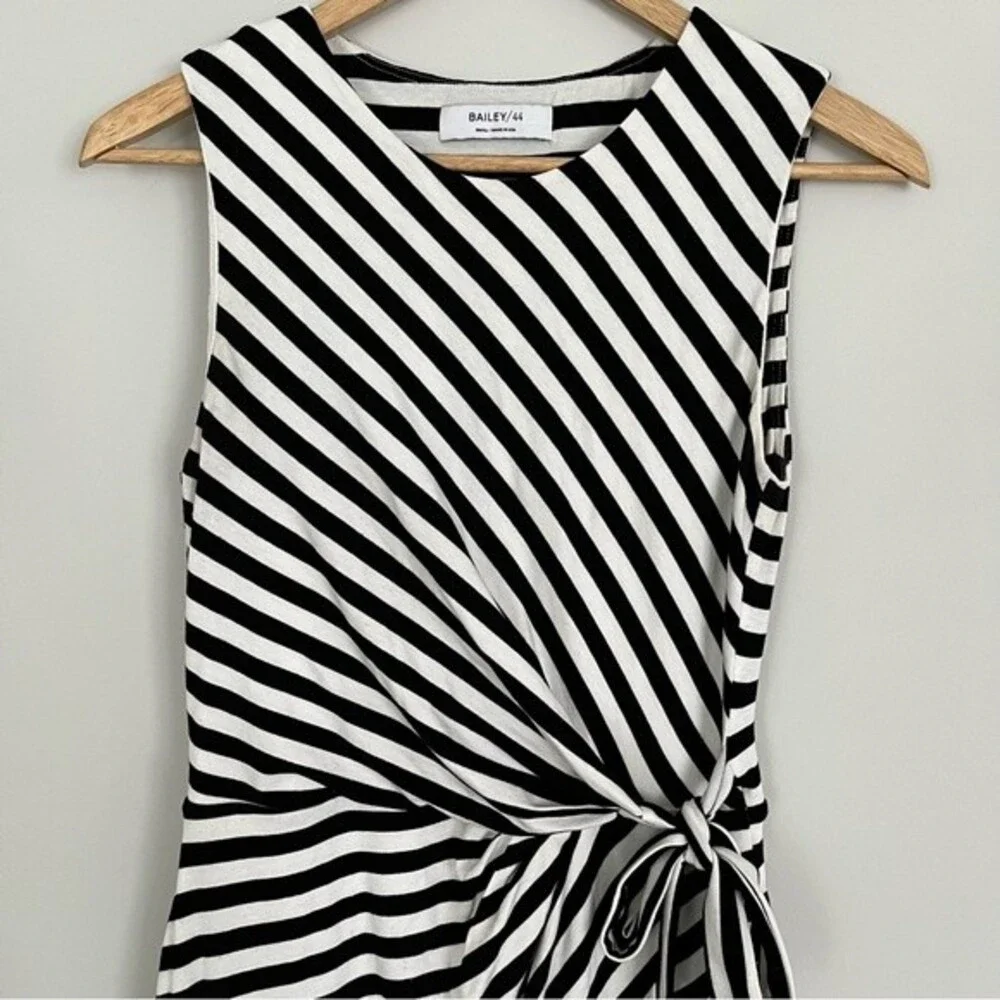 Anthropologie Bailey 44 Elena Black and White Striped Faux Wrap Dress, Size S